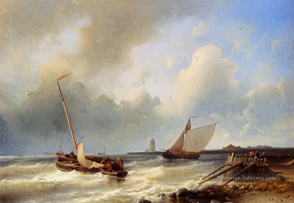 Expédition au large de la côte hollandaise Abraham Hulk Snr Bateau paysage marin Peintures à l'huile